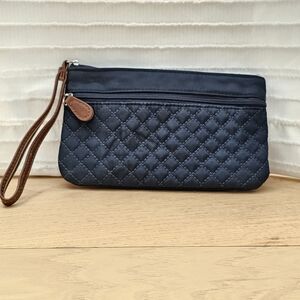 Navy Quilted Wristlet Clutch Bag